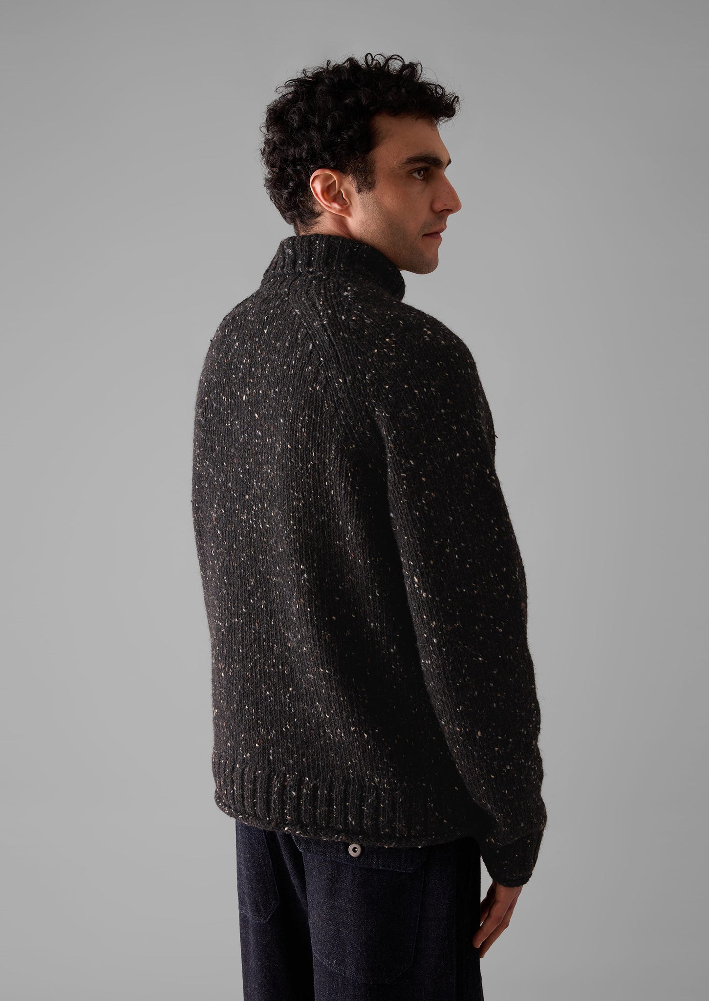 Donegal Roll Neck Sweater | Black Marl