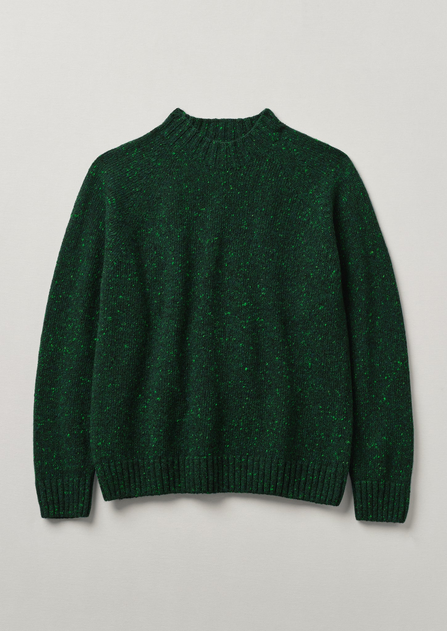 Flecky Wool Cashmere Seamless Sweater, Emerald