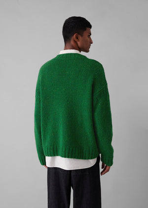 Donegal Wool High Neck Easy Sweater | Emerald