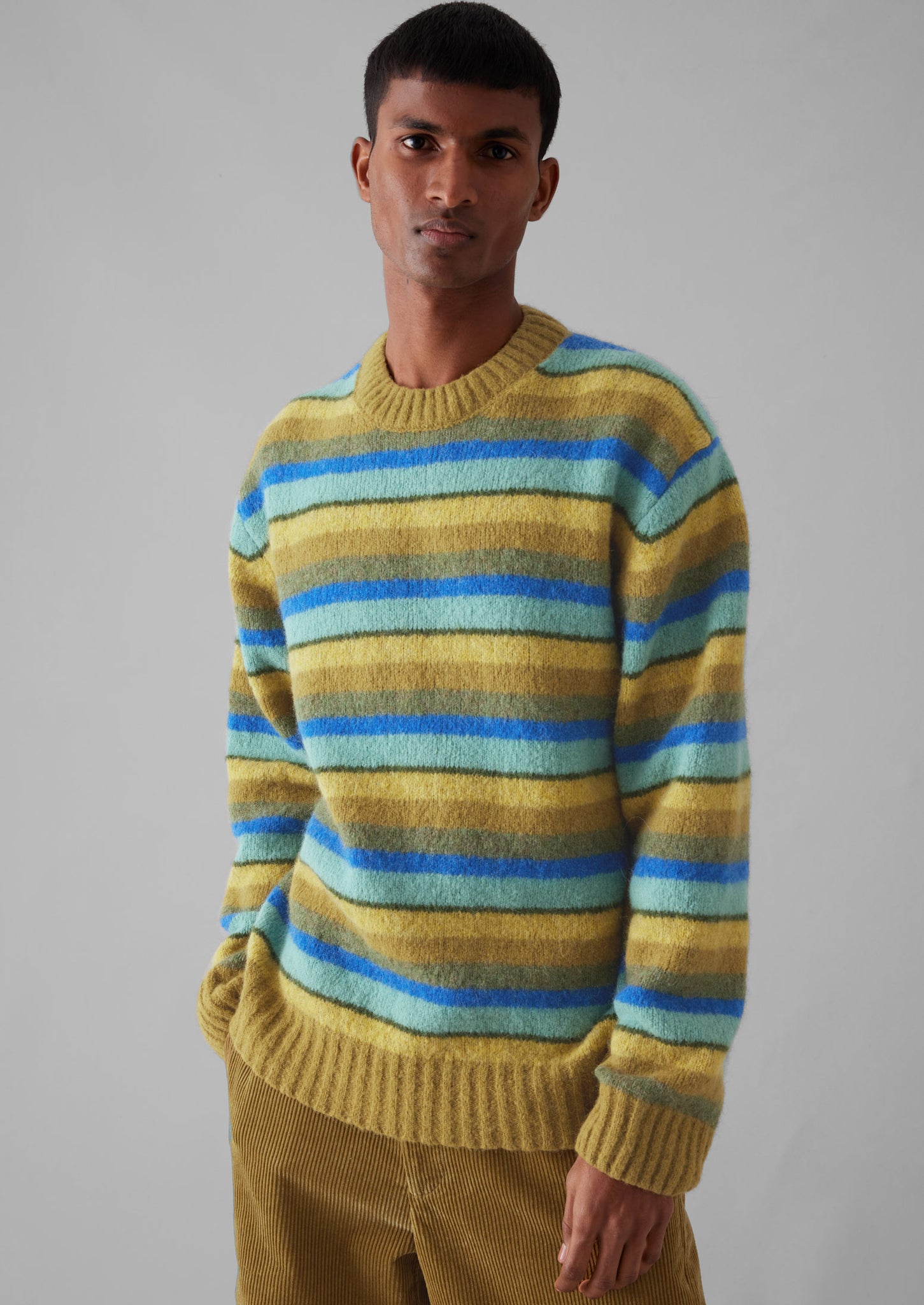 Brushed Stripe Sweater | Mustard Multi