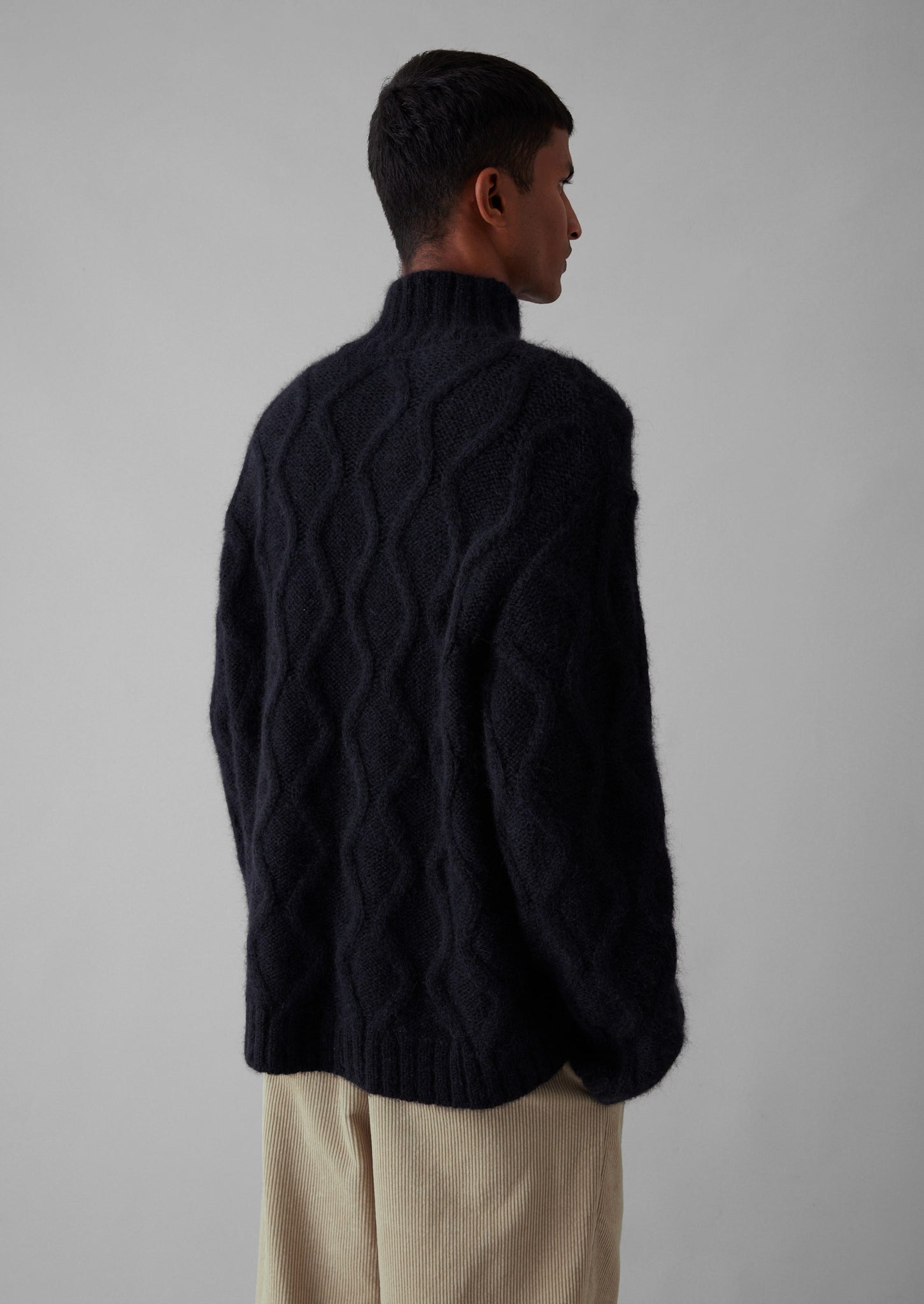 Roll Neck Cable Knit Sweater | Navy