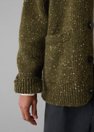 Donegal Wool V-Neck Cardigan | Olive