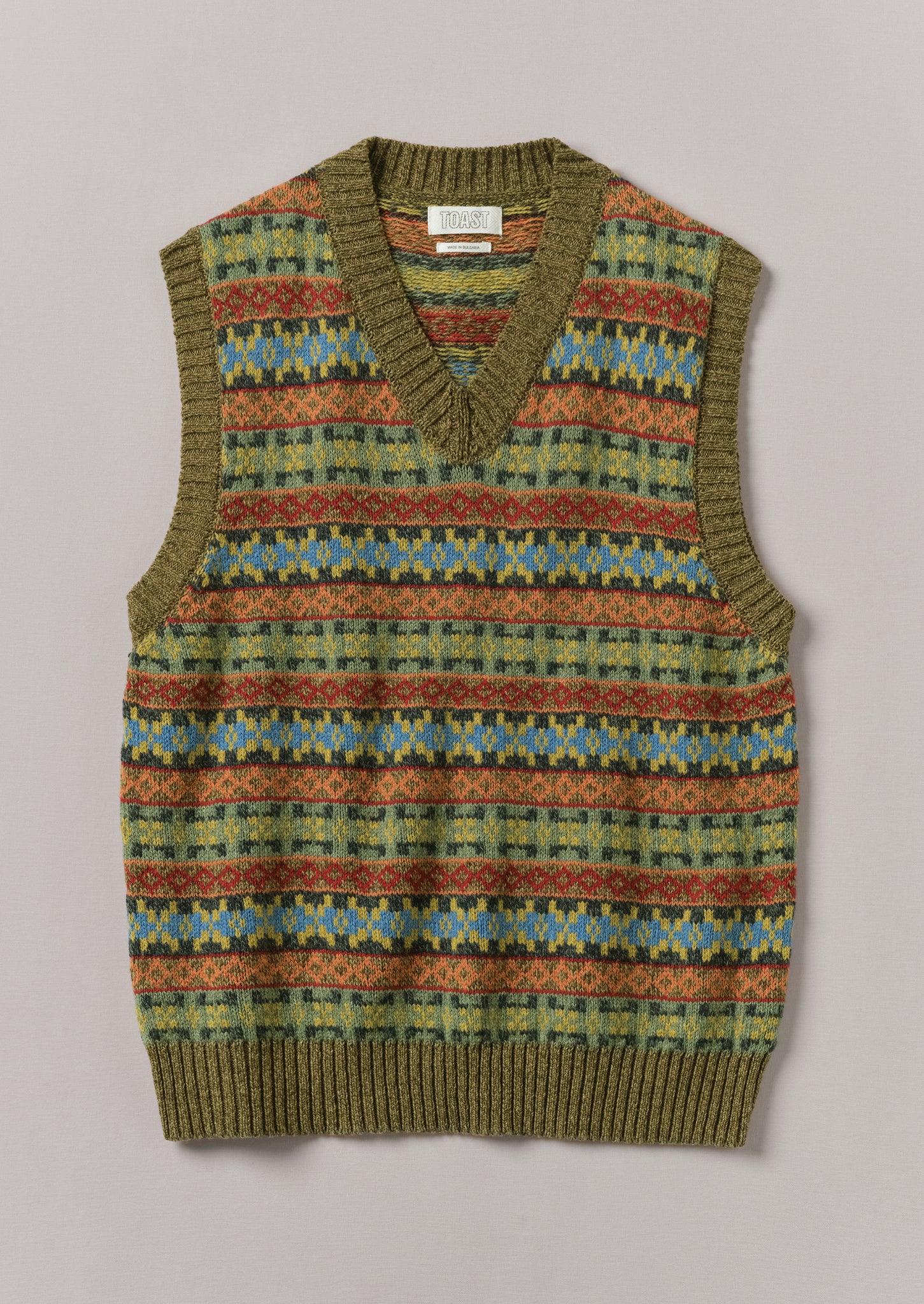 V-Neck Fair Isle Tank | Sand/Multi