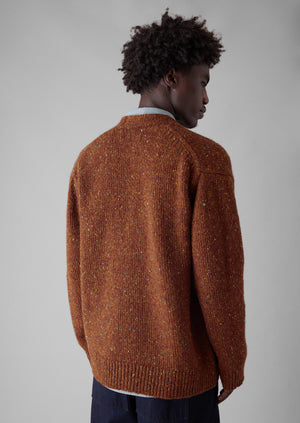 V-Neck Donegal Wool Cardigan | Copper