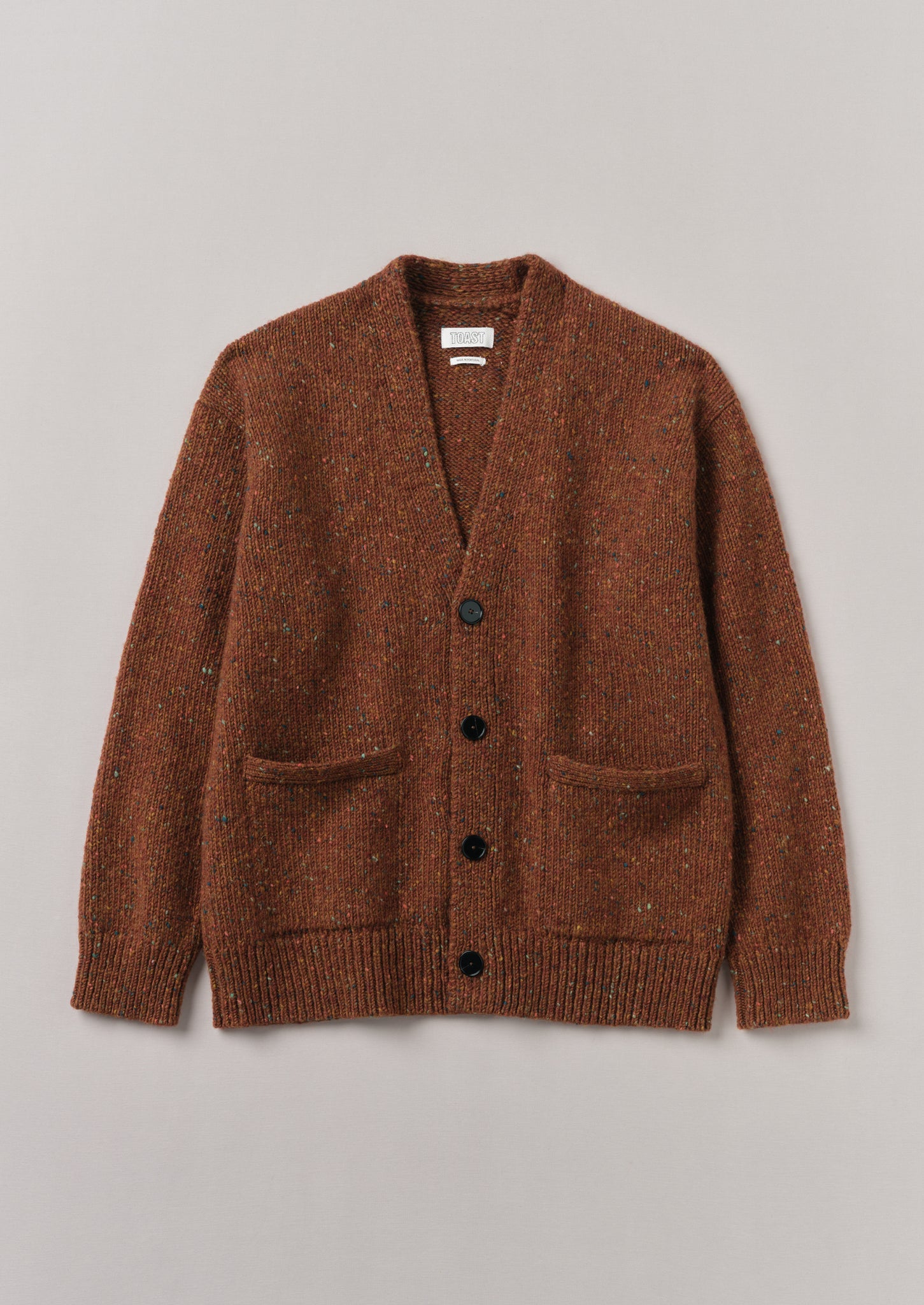 V-Neck Donegal Wool Cardigan | Copper