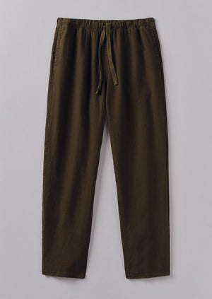 Alfie Garment Dyed Linen Trousers | Olive