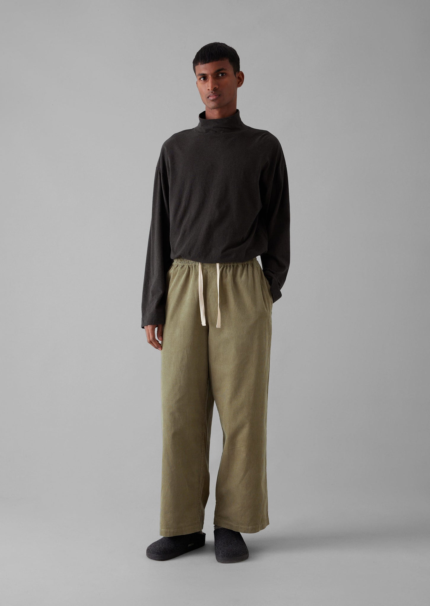 Soft Organic Cord Lounge Trousers | Green Stone