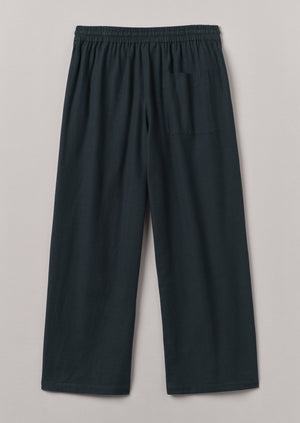 Brushed Cotton Herringbone Drawstring Trousers | Blue Slate