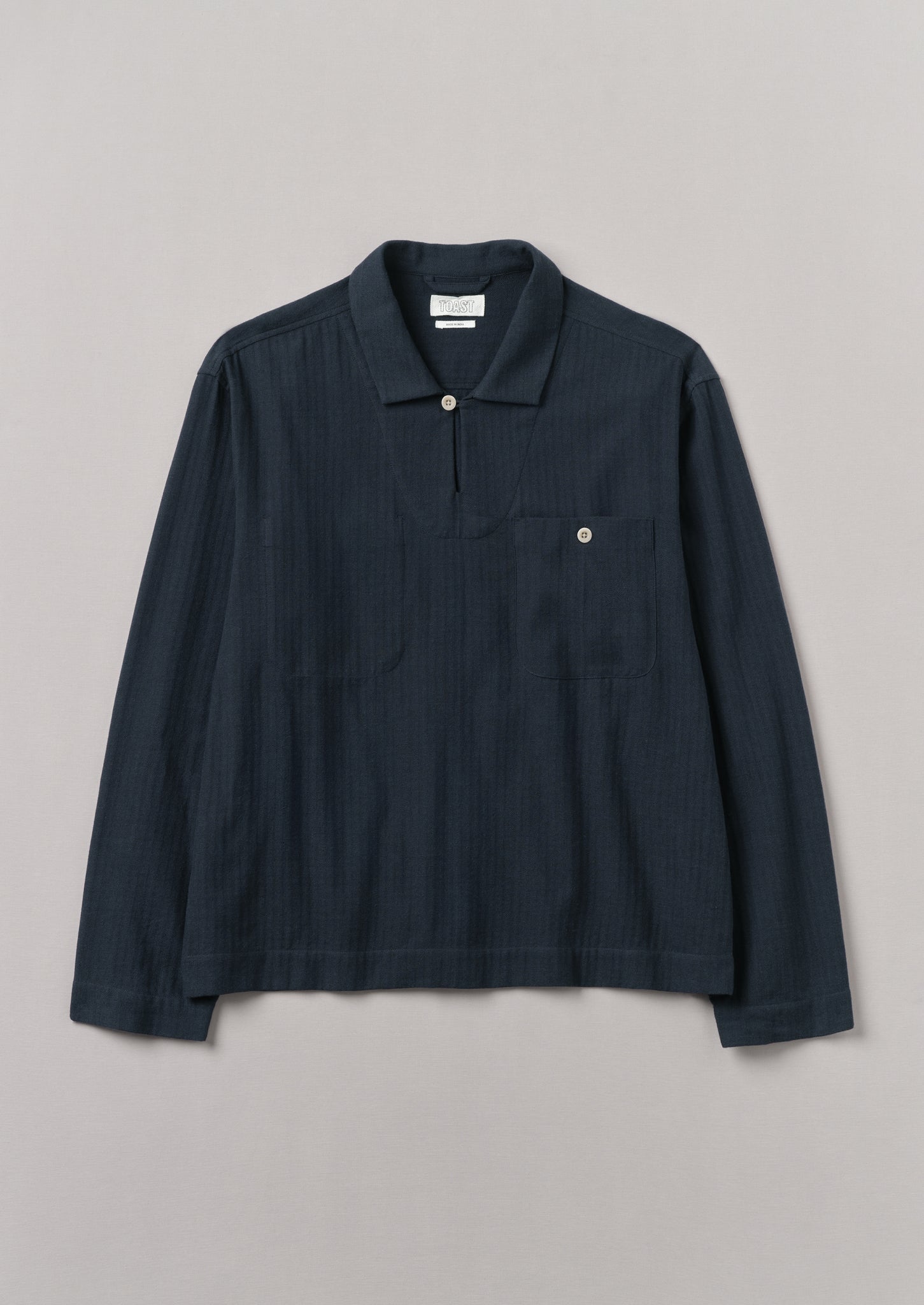 Brushed Cotton Herringbone Smock | Blue Slate