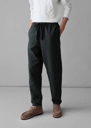 Alfie Garment Dyed Herringbone Trousers | Washed Black