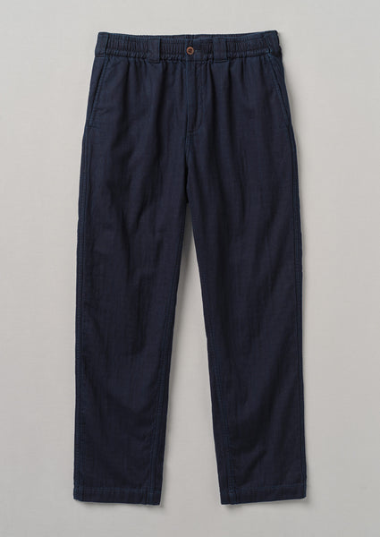 Double Faced Indigo Drawstring Trousers | Indigo | TOAST