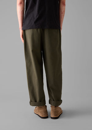 Bill Cotton Wide Leg Trousers | Dark Olive