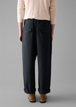 Bill Cotton Wide Leg Trousers | Dark Navy