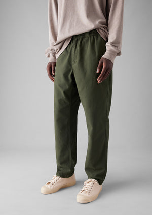 Canvas Cotton Drawstring Trousers | Olive