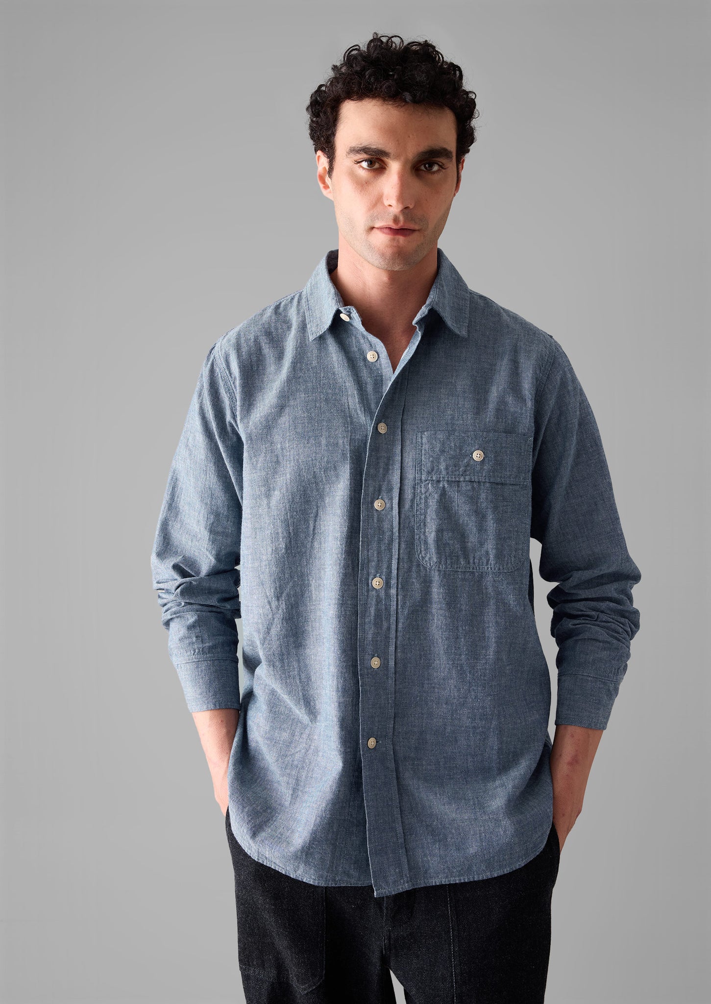 Selvedge Cotton Chambray Shirt | Indigo