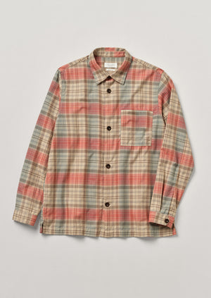 Point Collar Plaid Check Shirt | Teal/Red | TOAST