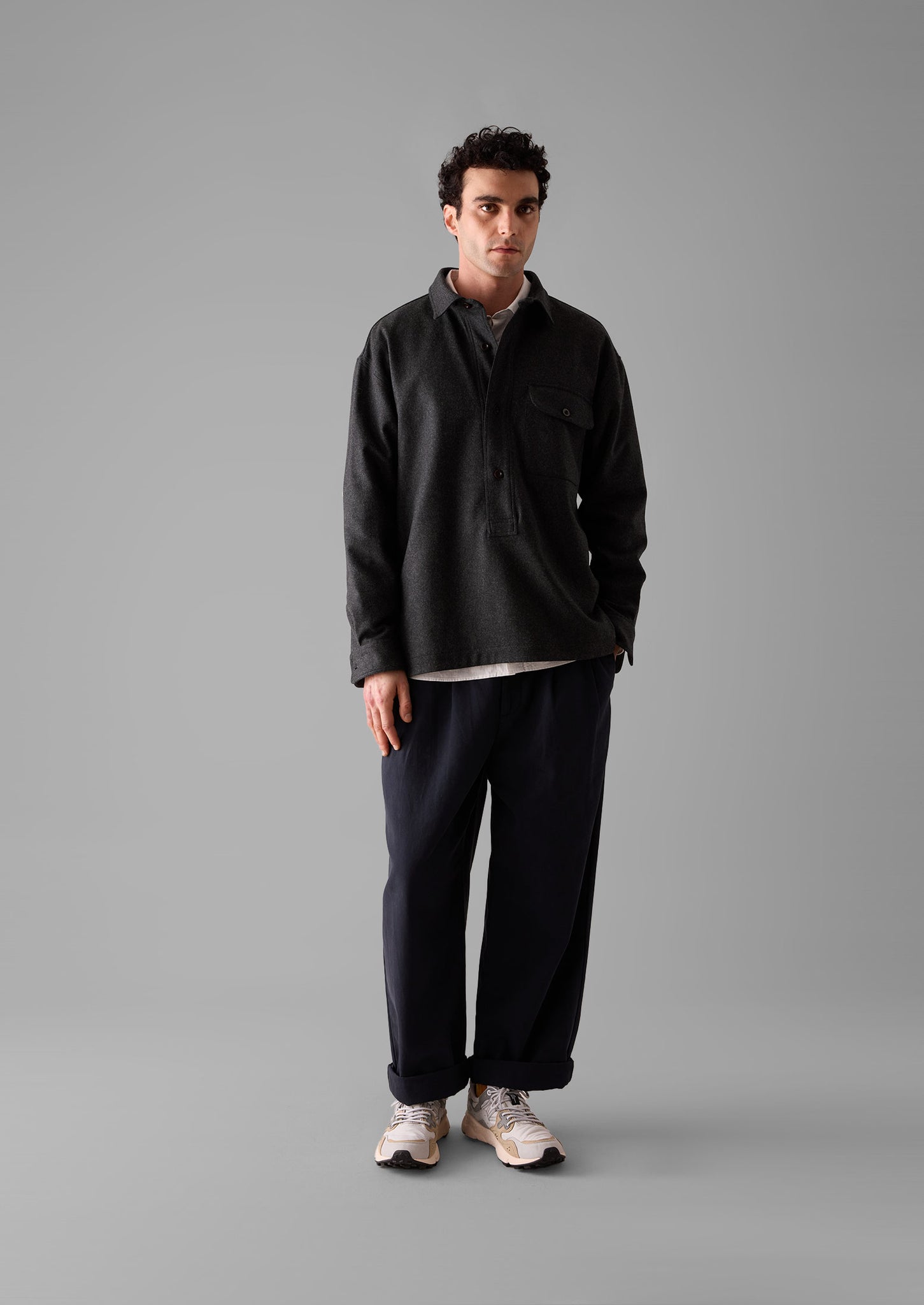 Wool Cashmere Overshirt | Charcoal