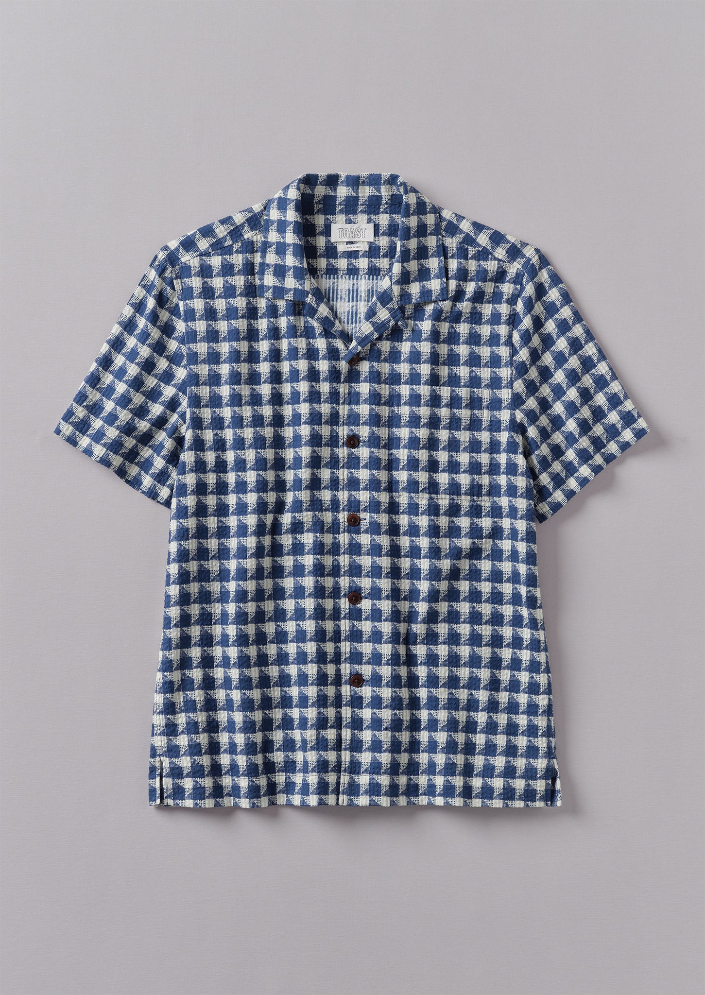 Classic Seersucker Minicheck Shirt S/S Peach Pearl / Small