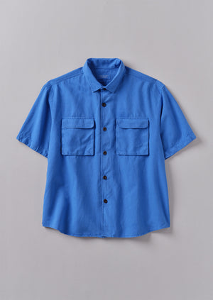 Dropped Shoulder Cotton Linen Shirt | Enamel Blue