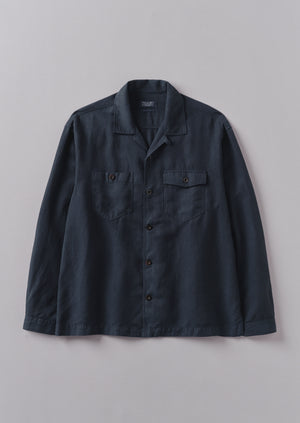 Camp Collar Herringbone Shirt | Slate Navy | TOAST