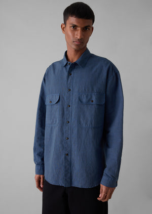 Overdyed Check Workwear Shirt | Neptune Blue