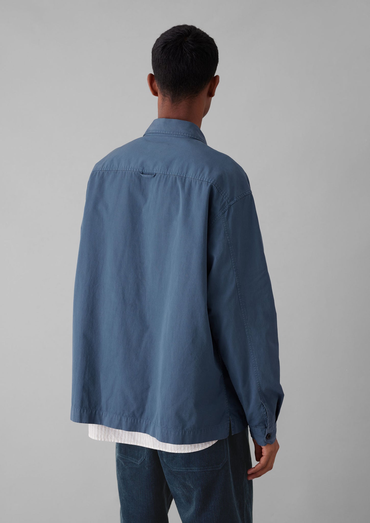 Garment Dyed Cotton Twill Shirt | Slate Blue