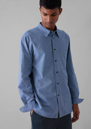 Chambray Cotton Linen Shirt | Dusty Navy | TOAST