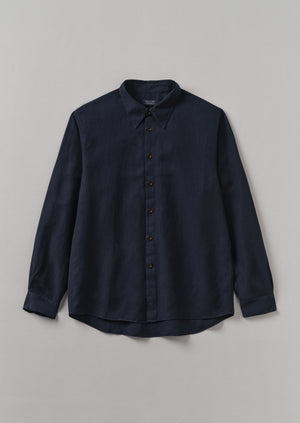 Garment Dyed Point Collar Shirt | Midnight