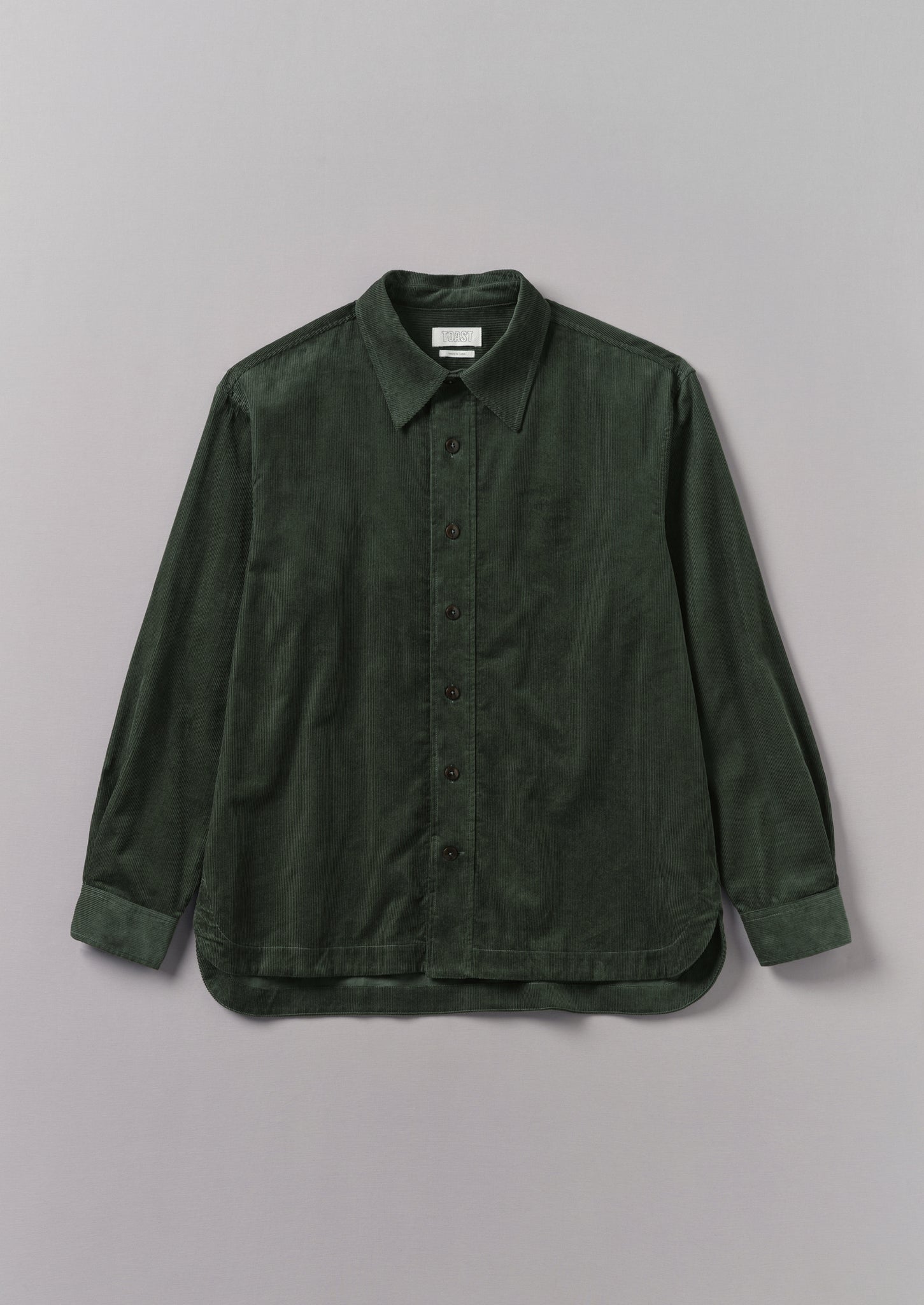 Point Collar Organic Cord Shirt | Dark Mineral Green