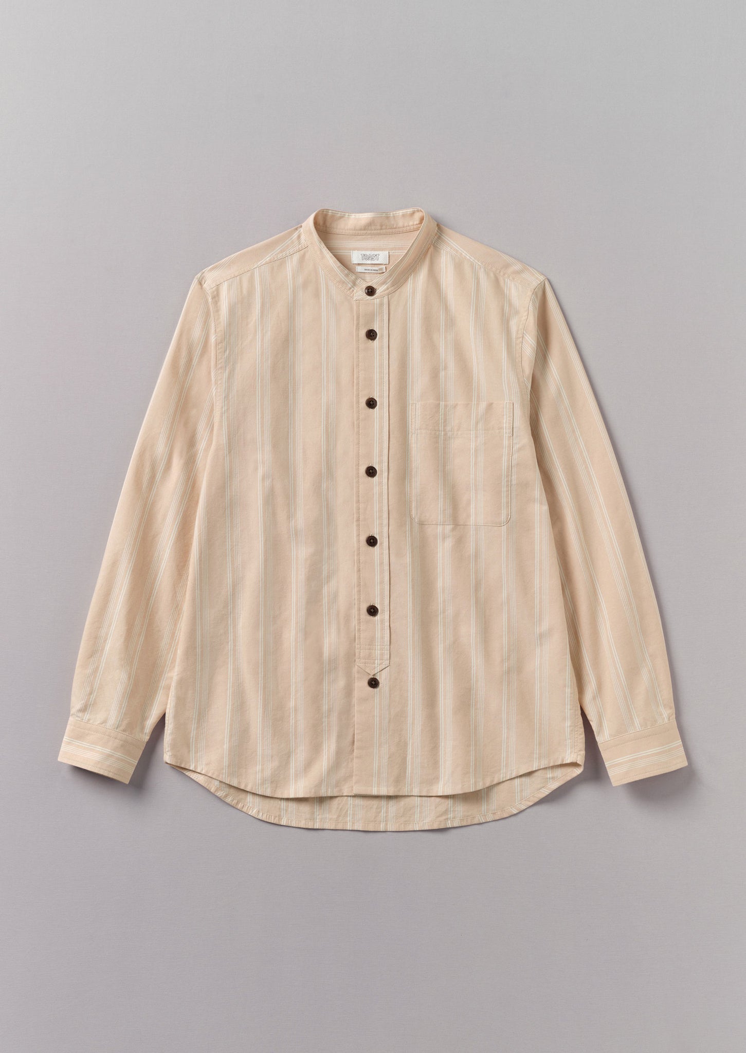 Bold Stripe Grandad Shirt | Desert Pink