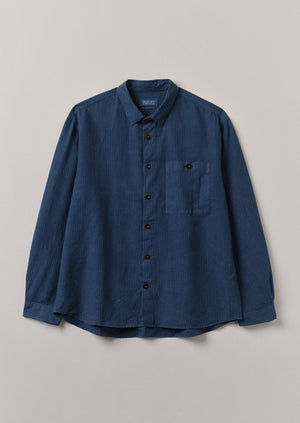 Garment Dyed Stripe Workwear Shirt | Engineer Blue