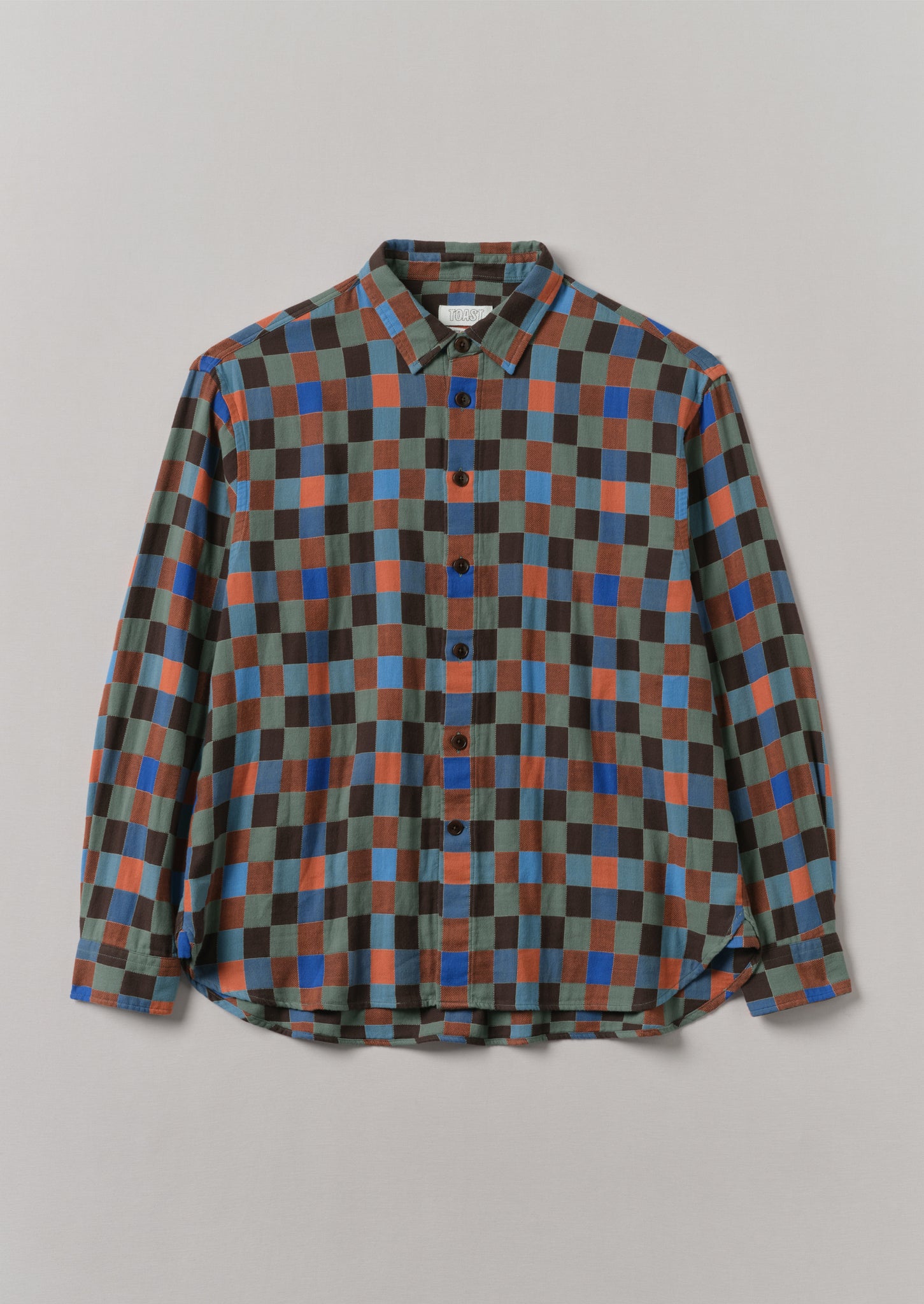 Cubic Check Cotton Shirt | Blue/Bordo