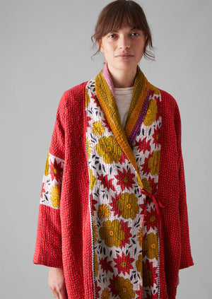 Repurposed Kantha Coat | Reds