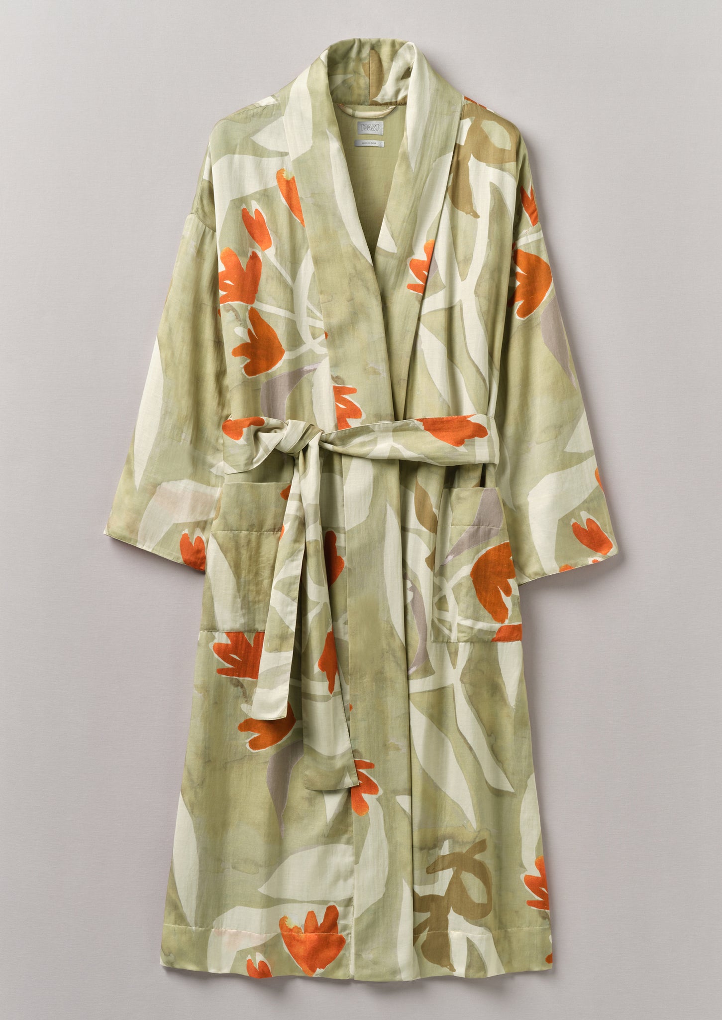 Watercolour Floral Cotton Silk Gown | Sage