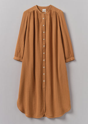 Crinkle Cotton Kaftan Nightdress | Soft Caramel