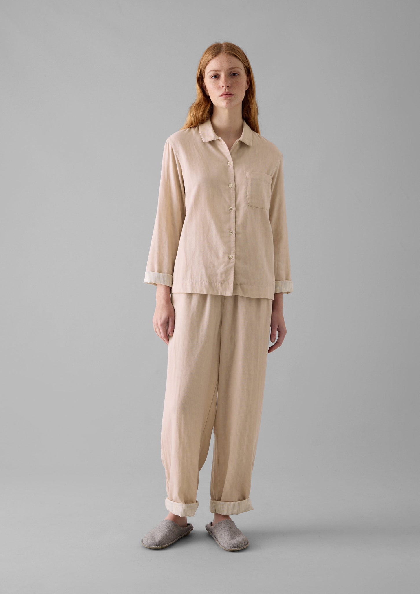 Soft Double Faced Cotton Pyjamas Soft Heather Celery TOAST