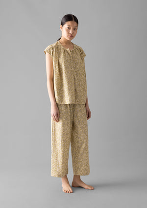 Collage Floral Cotton Pyjamas | Pale Gold