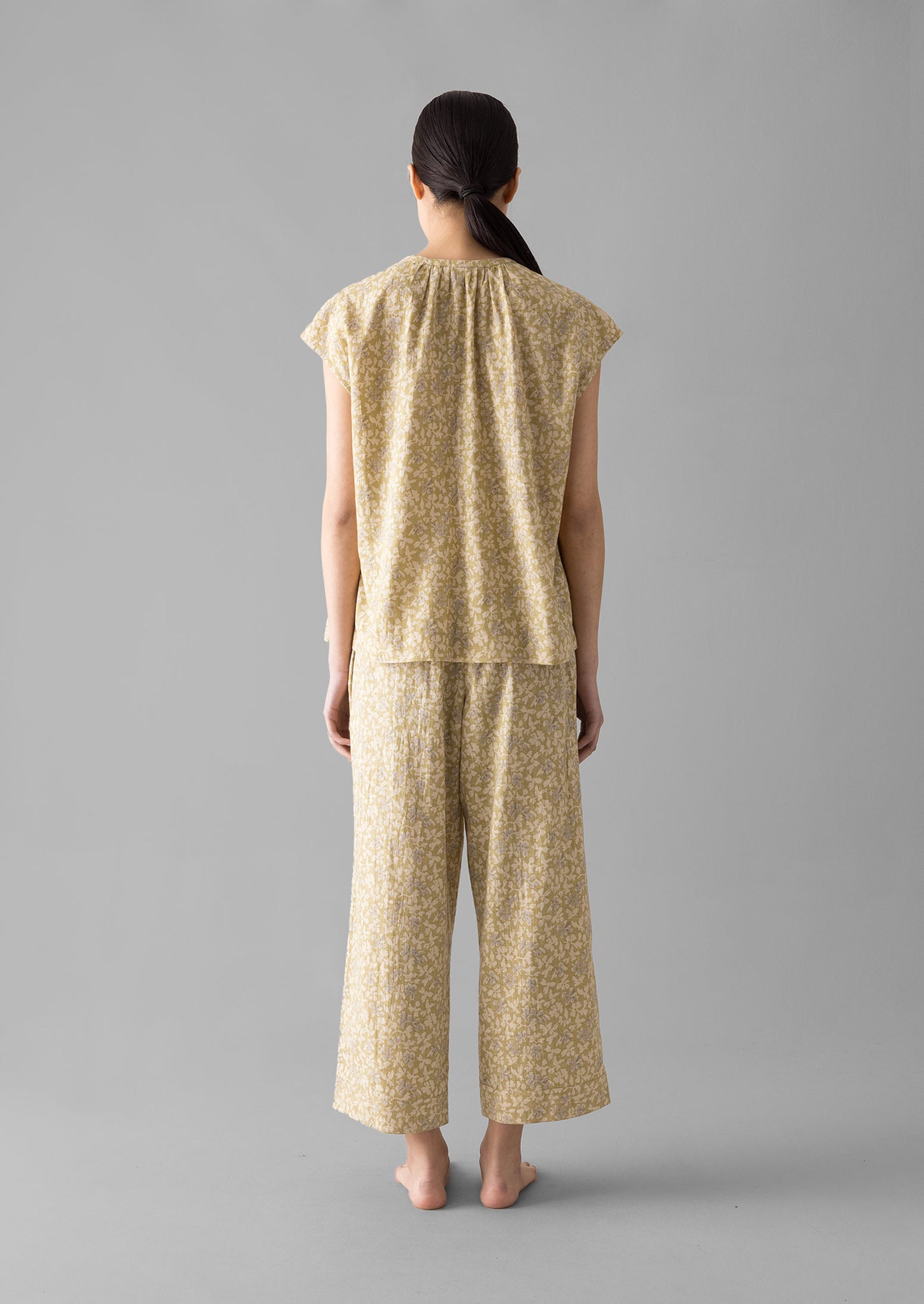 Collage Floral Cotton Pyjamas | Pale Gold