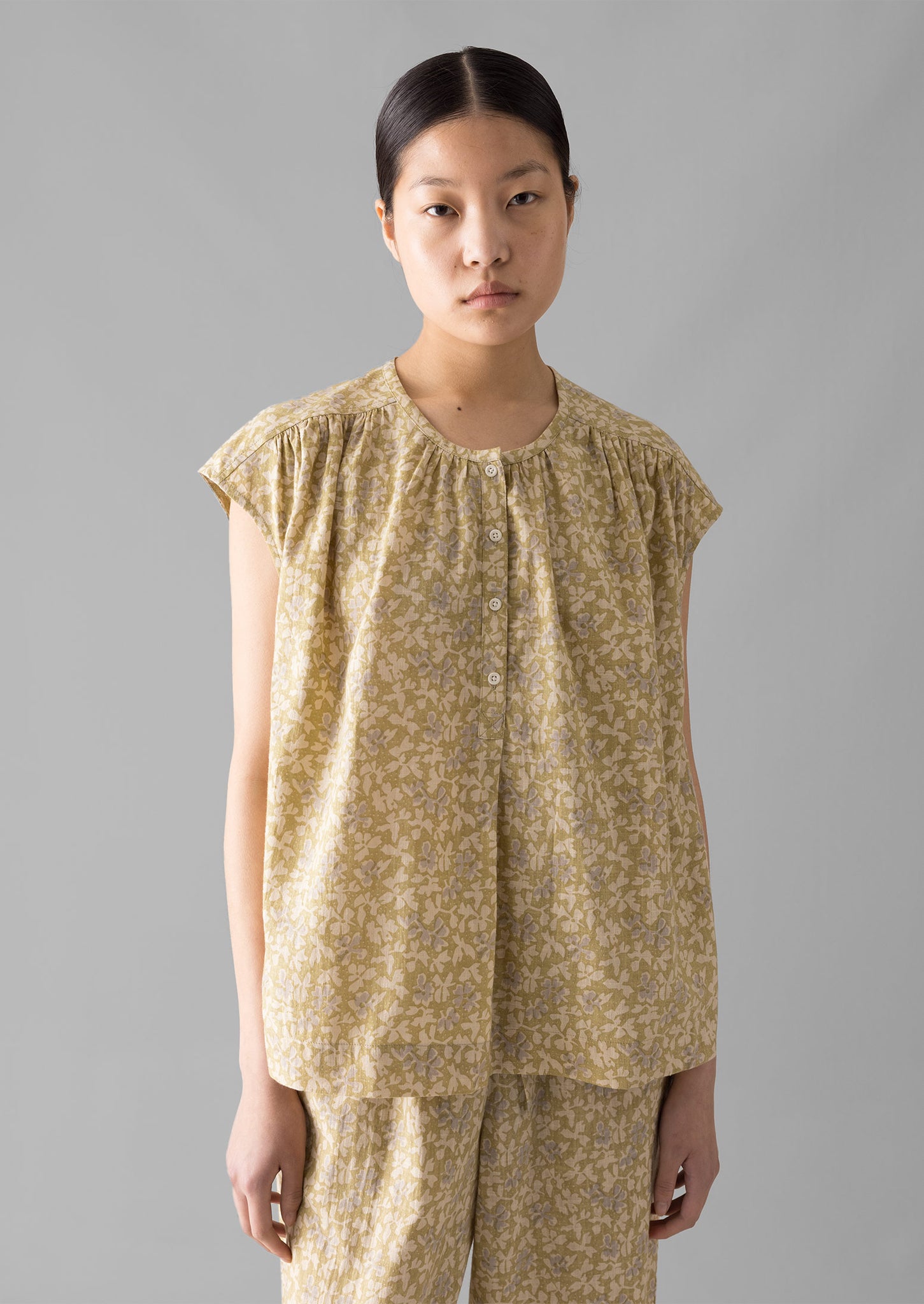 Collage Floral Cotton Pyjamas | Pale Gold