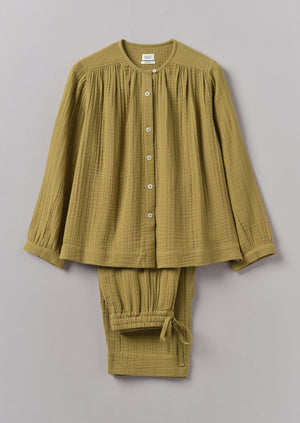 Crinkle Cotton Pyjamas | Soft Olive