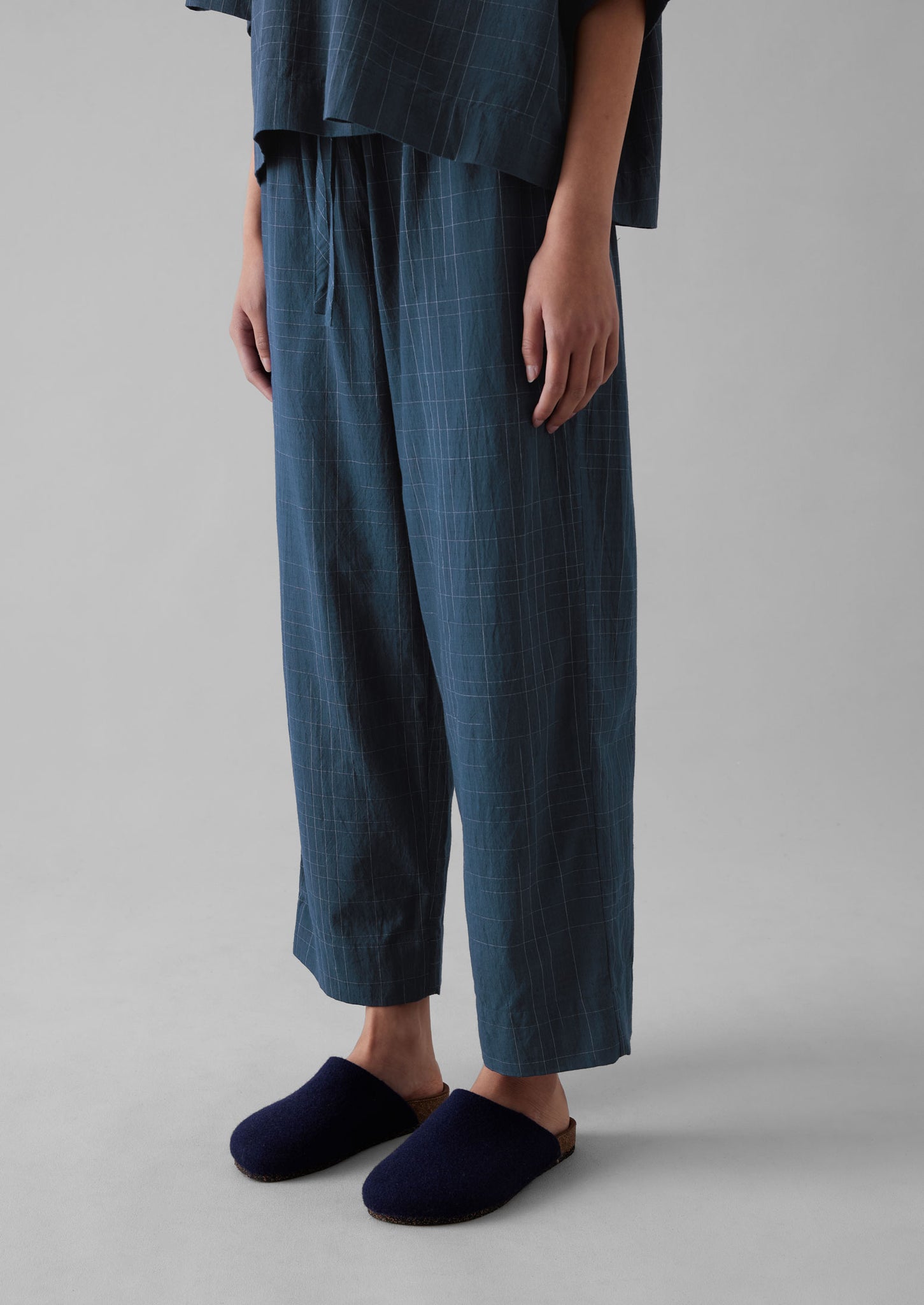 Sketched Check Cotton Pyjama Trousers | Twilight/Ecru