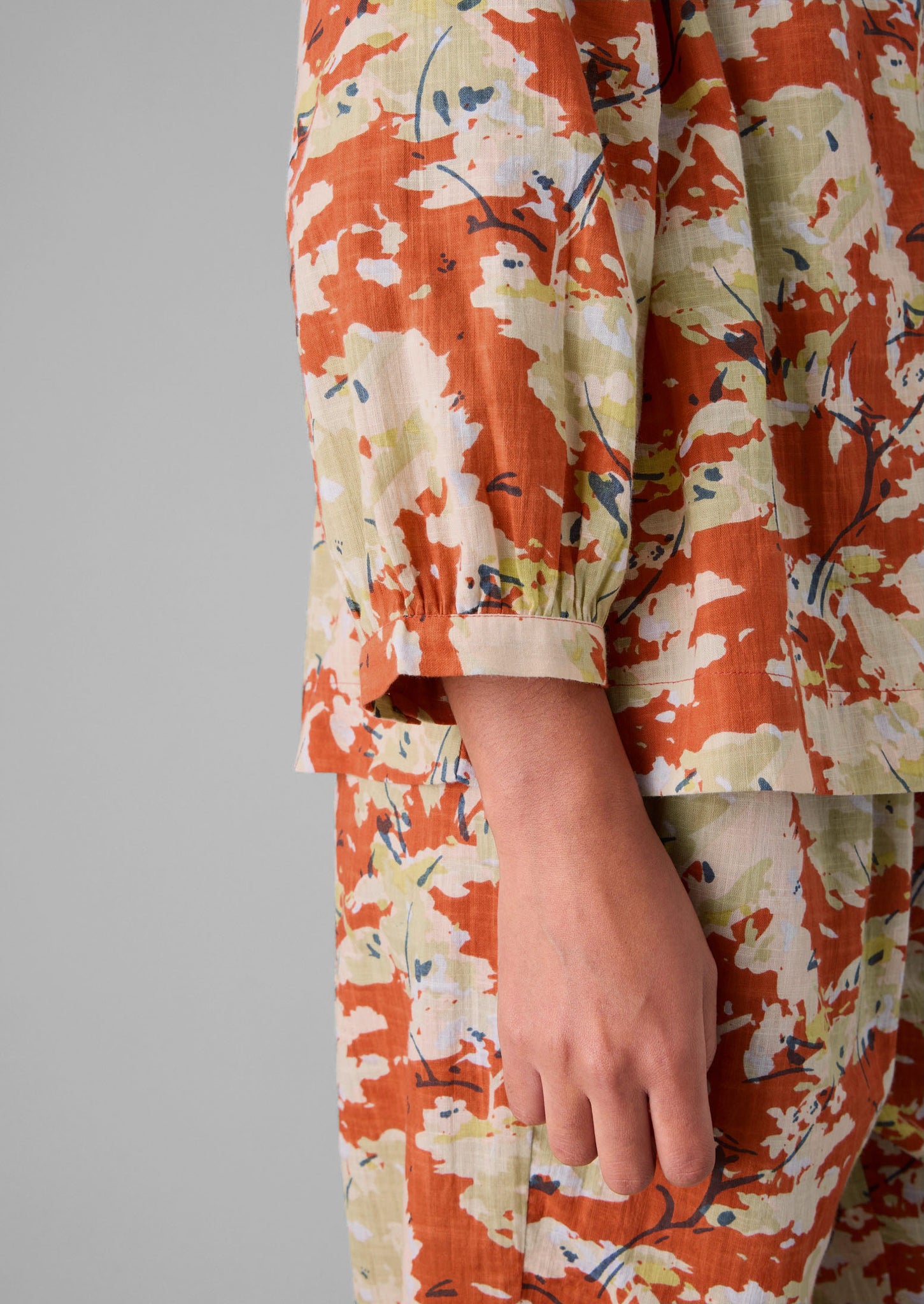 Abstract Blossom Print Cotton Pyjamas | Burnt Ginger