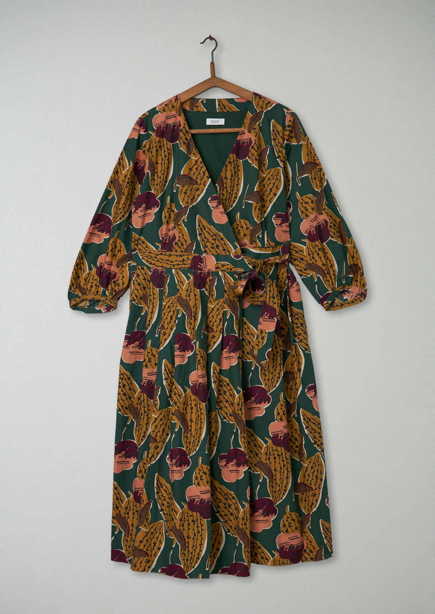 Renewed Coco Leaf Print Wrap Dress Size 16 94 Green