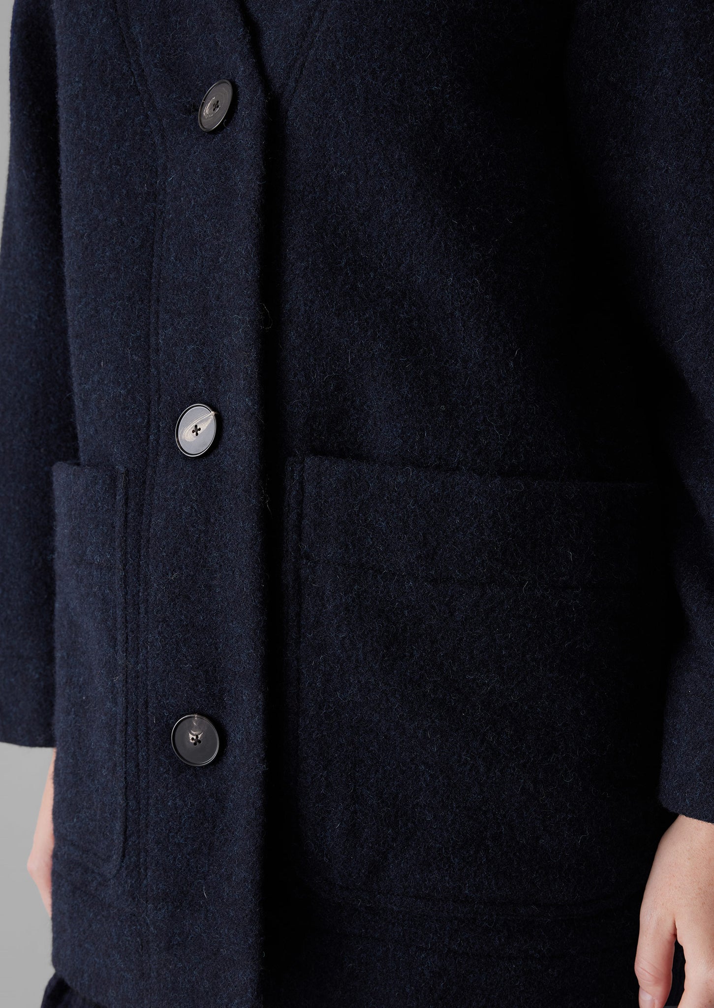 Boiled Wool Short Coat | Navy