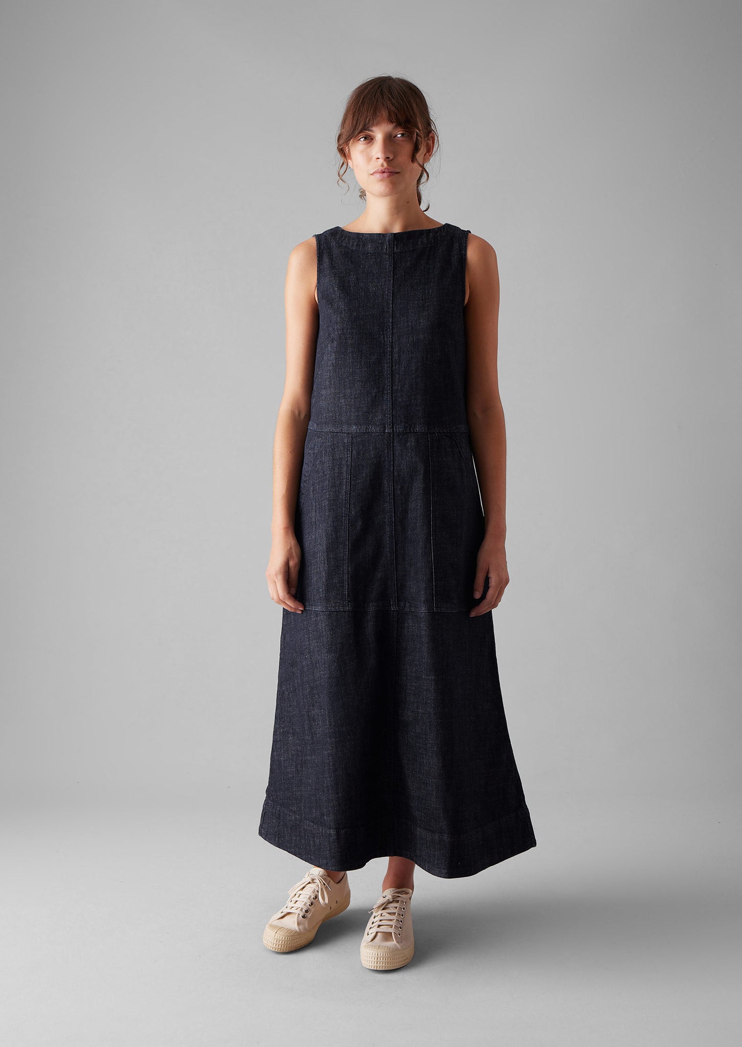 Panelled Organic Indigo Denim Dress Indigo TOAST