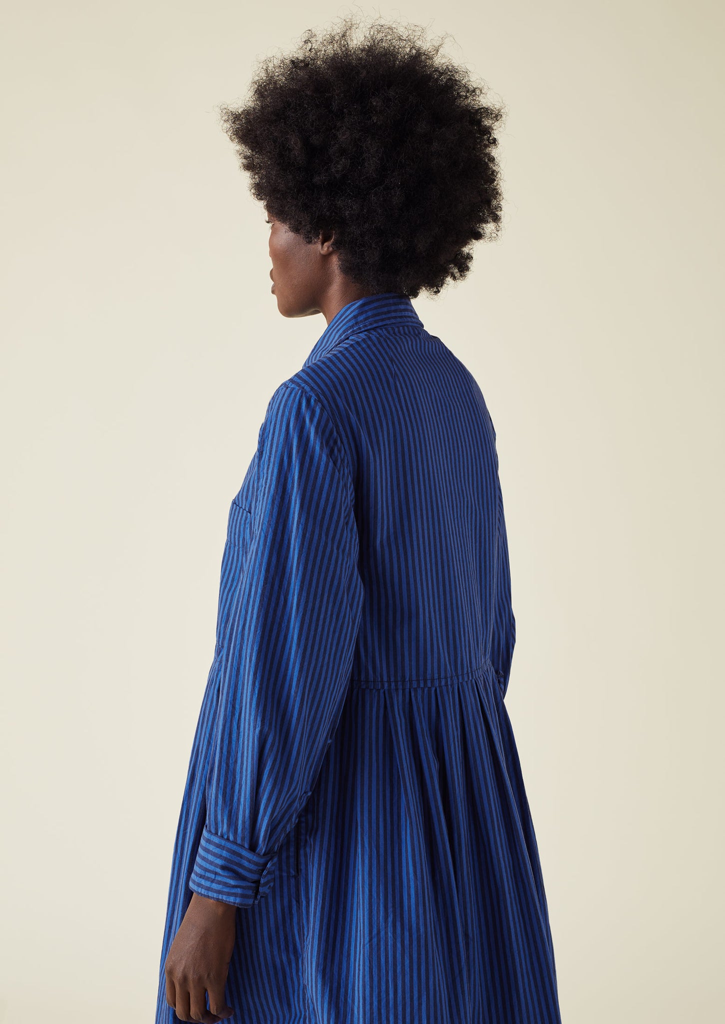 Fayre Stripe Organic Poplin Shirt Dress | Celtic Blue