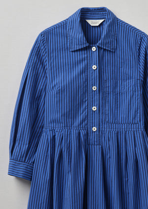 Fayre Stripe Organic Poplin Shirt Dress | Celtic Blue