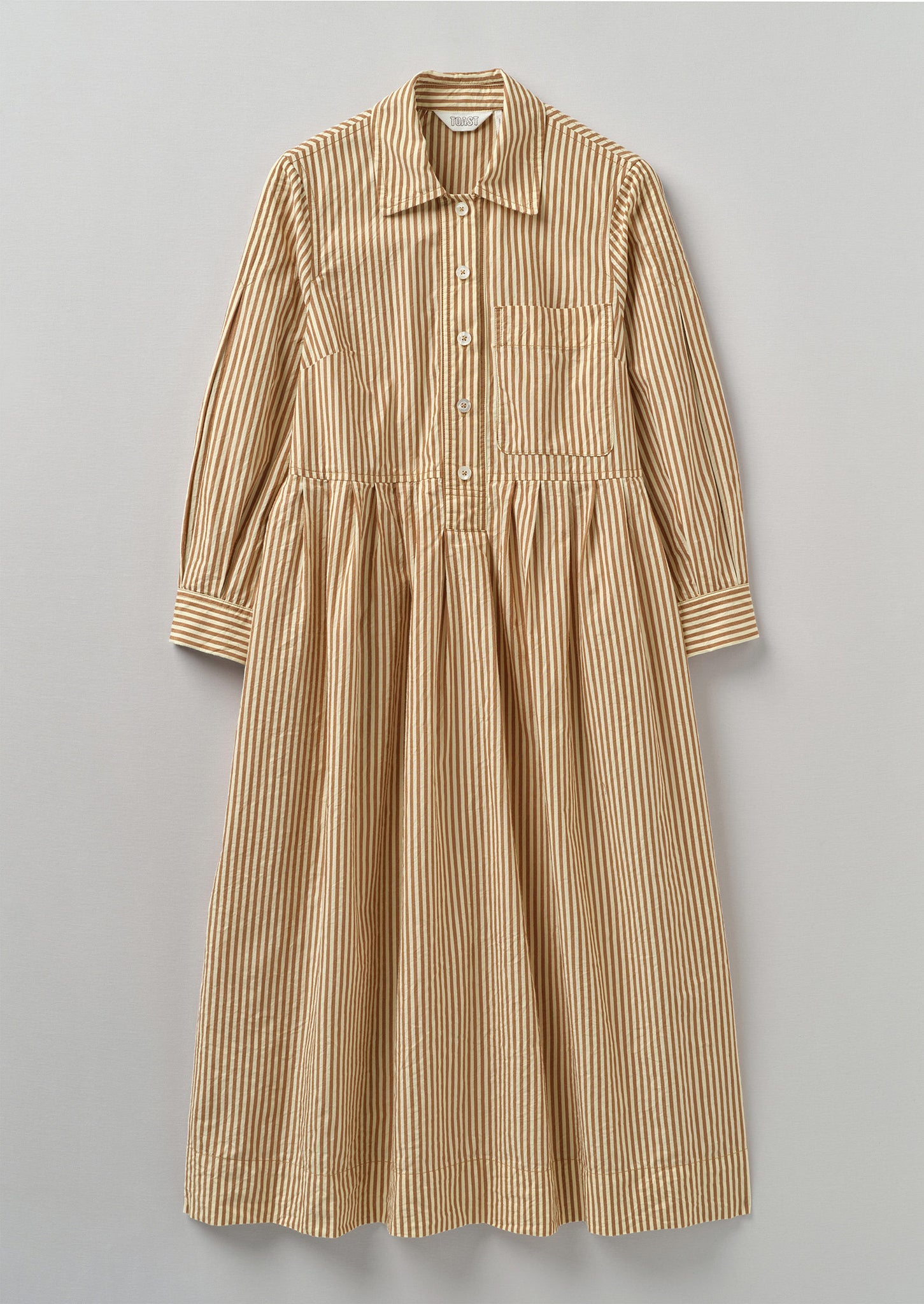 Fayre Stripe Organic Poplin Shirt Dress | Birch Brown