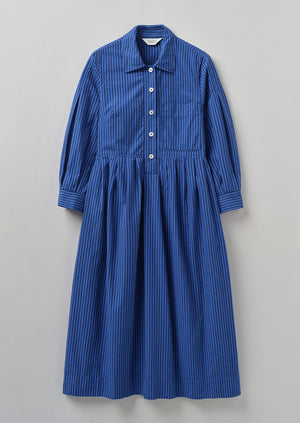 Fayre Stripe Organic Poplin Shirt Dress | Celtic Blue