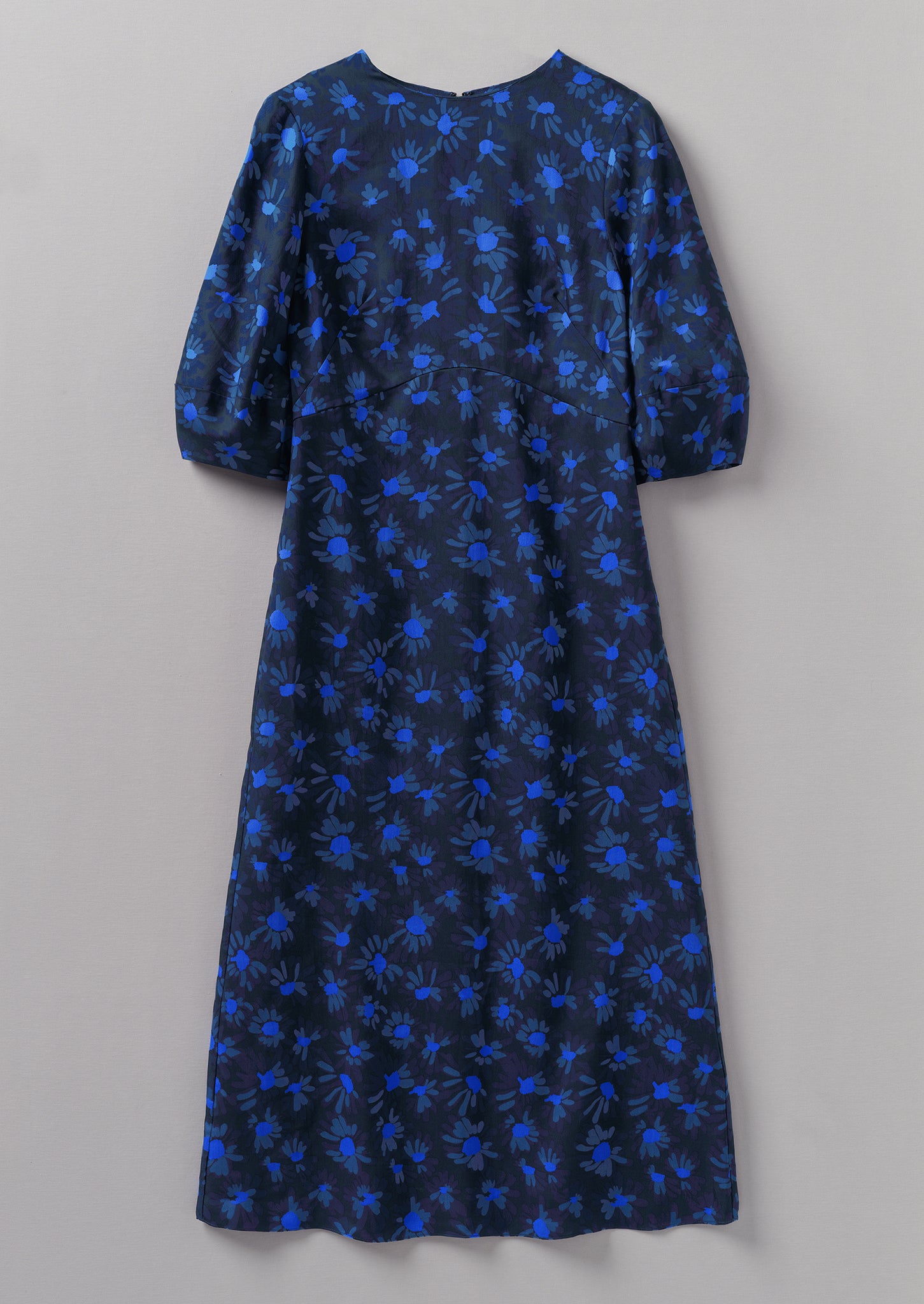 Rounded Sleeve Painted Daisy Dress | Slate Navy/Enamel